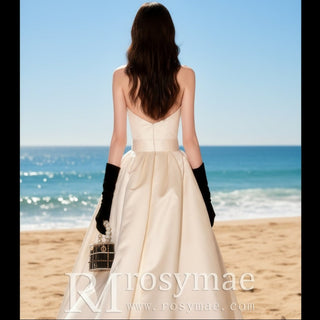 Leg Slit Wedding Dress with Detachable Train - Rosymae