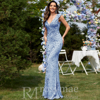 Temperament Slim Formal Evening Dress Mermaid Sequins Prom Dresses