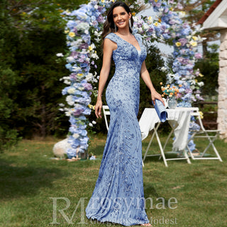 Temperament Slim Formal Evening Dress Mermaid Sequins Prom Dresses