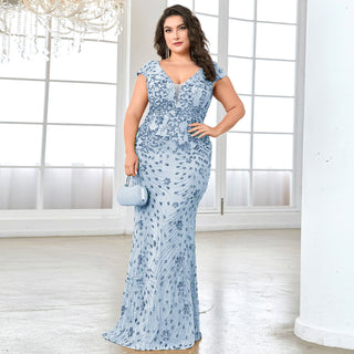 Sparkly Sequined Plus Size Mermaid Long Mother of the Bride Dress