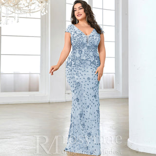Sparkly Sequined Plus Size Mermaid Long Mother of the Bride Dress