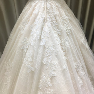 Light Champagne Deep V-neck Wedding Dress with Low Back