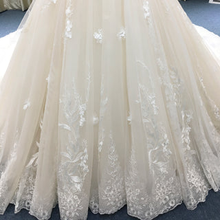 Gorgeous Ball Gown Light Champagne Wedding Dress with Off the Shoulder