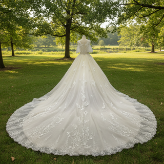 Gorgeous Ball Gown Light Champagne Wedding Dress with Off the Shoulder
