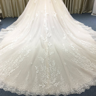 Gorgeous Ball Gown Light Champagne Wedding Dress with Off the Shoulder