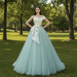 Light Green Long Gown Ruched Satin Tulle Homecoming Dress - Rosymae