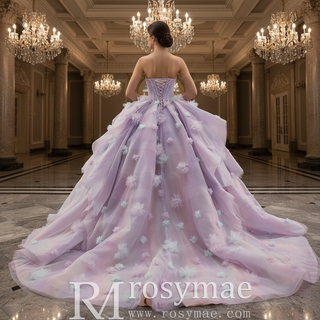 Detachable Wide Strap Women Lilac Quinceanera Dresses with Butterflies