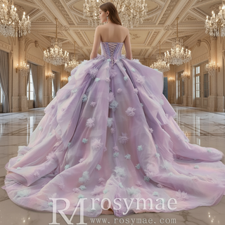 Detachable Wide Strap Women Lilac Quinceanera Dresses with Butterflies