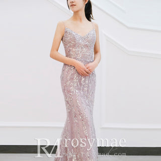 Off Shoulder Light Purple Sparkly Evening Dress Party Gown