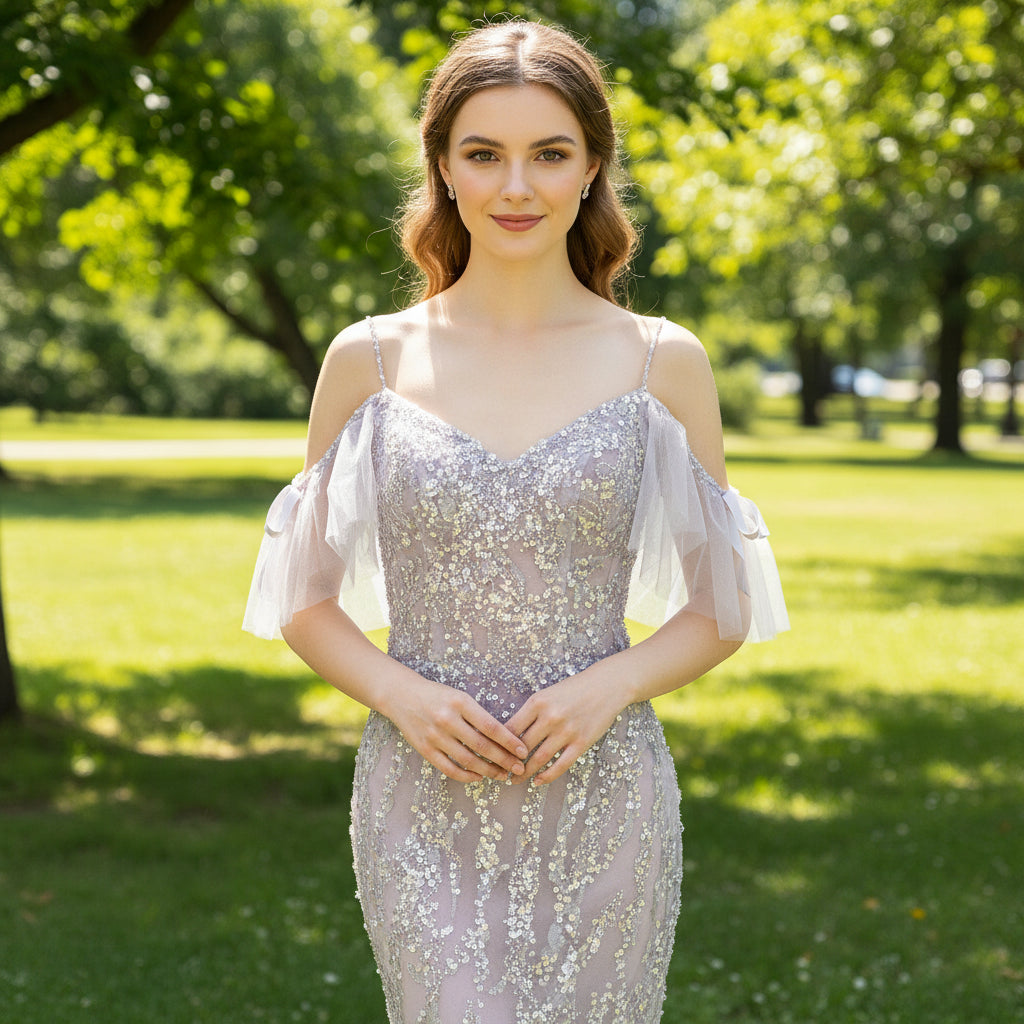 Off Shoulder Light Purple Sparkly Evening Dress Party Gown Rosymae Off Shoulder Light Purple Sparkly Evening Dress Party Gown Rosymae