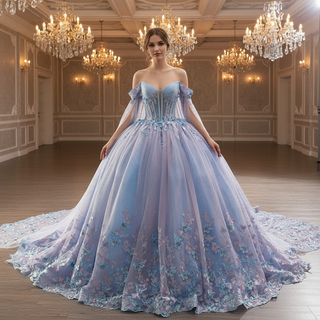 Elegant Ball Gown Quinceanera Dresses Lilac and Blue With Cape