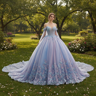 Elegant Ball Gown Quinceanera Dresses Lilac and Blue With Cape