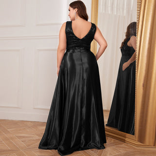 Long Maxi Dress Formal Prom Gown With V-Neckline And Pockets - Rosymae