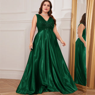 Long Maxi Dress Formal Prom Gown With V-Neckline And Pockets - Rosymae