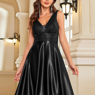Long Maxi Dress Formal Prom Gown With V-Neckline And Pockets - Rosymae