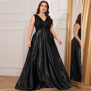 Long Maxi Dress Formal Prom Gown With V-Neckline And Pockets - Rosymae