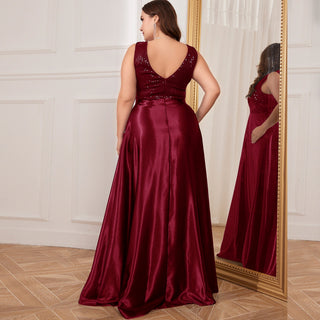 Long Maxi Dress Formal Prom Gown With V-Neckline And Pockets - Rosymae