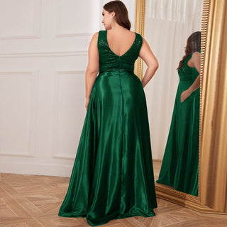 Long Maxi Dress Formal Prom Gown With V-Neckline And Pockets - Rosymae