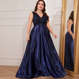 Long Maxi Dress Formal Prom Gown With V-Neckline And Pockets - Rosymae