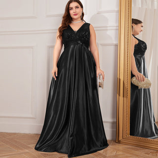 Long Maxi Dress Formal Prom Gown With V-Neckline And Pockets - Rosymae