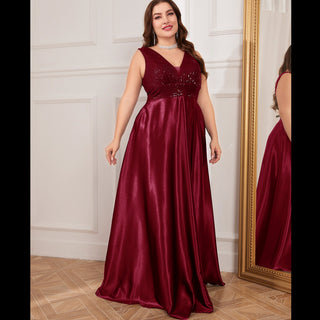 Long Maxi Dress Formal Prom Gown With V-Neckline And Pockets - Rosymae