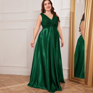 Long Maxi Dress Formal Prom Gown With V-Neckline And Pockets - Rosymae