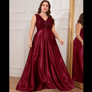 Long Maxi Dress Formal Prom Gown With V-Neckline And Pockets - Rosymae