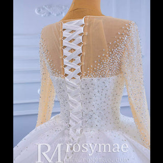 Long Sleeve Ball Gown Wedding Dress Princess Bridal Gown - Rosymae