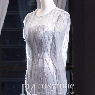 Long Sleeve Beaded Trumpet Wedding Dress with Keyhole - Rosymae