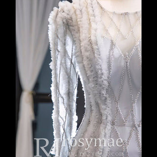 Long Sleeve Beaded Trumpet Wedding Dress with Keyhole - Rosymae