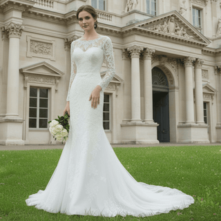 Long Sleeve Figure-Flattering Mermaid Wedding Dress - Rosymae
