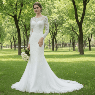 Long Sleeve Figure-Flattering Mermaid Wedding Dress - Rosymae