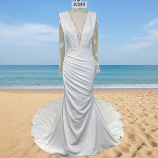 Most Beautiful Mermaid Wedding Dresses with Sheer Long Sleeve