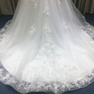 Lace Illusion Long Sleeve Ball Gown Wedding Dress for Elegant Bride