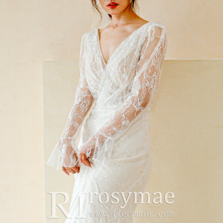 Long Sleeve Lace Sheath & Form Fitting Wedding Dresses