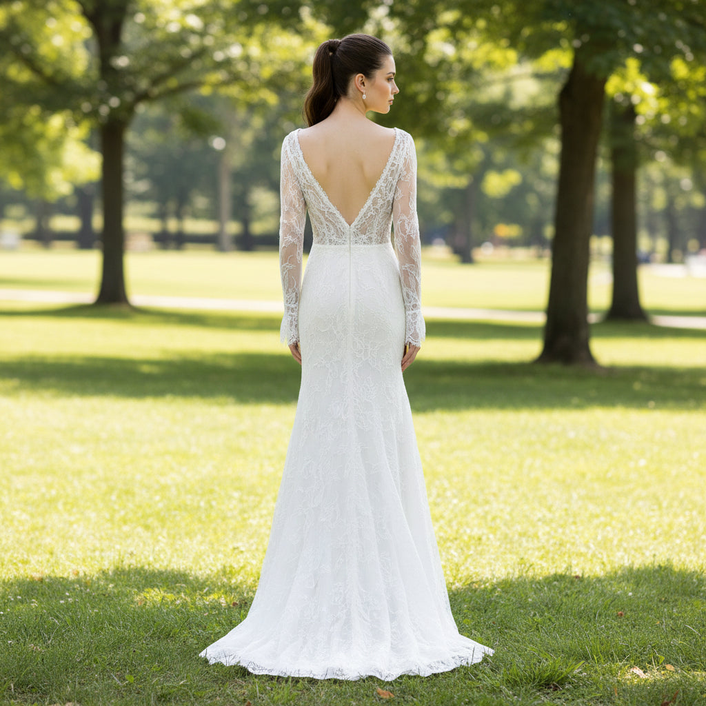 Long Sleeve Lace Sheath & Form Fitting Wedding Dresses Rosymae Long Sleeve Lace Sheath & Form Fitting Wedding Dresses Rosymae