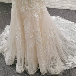 Long Sleeve Mermaid Style Lace Wedding Dress with Keyhole Back