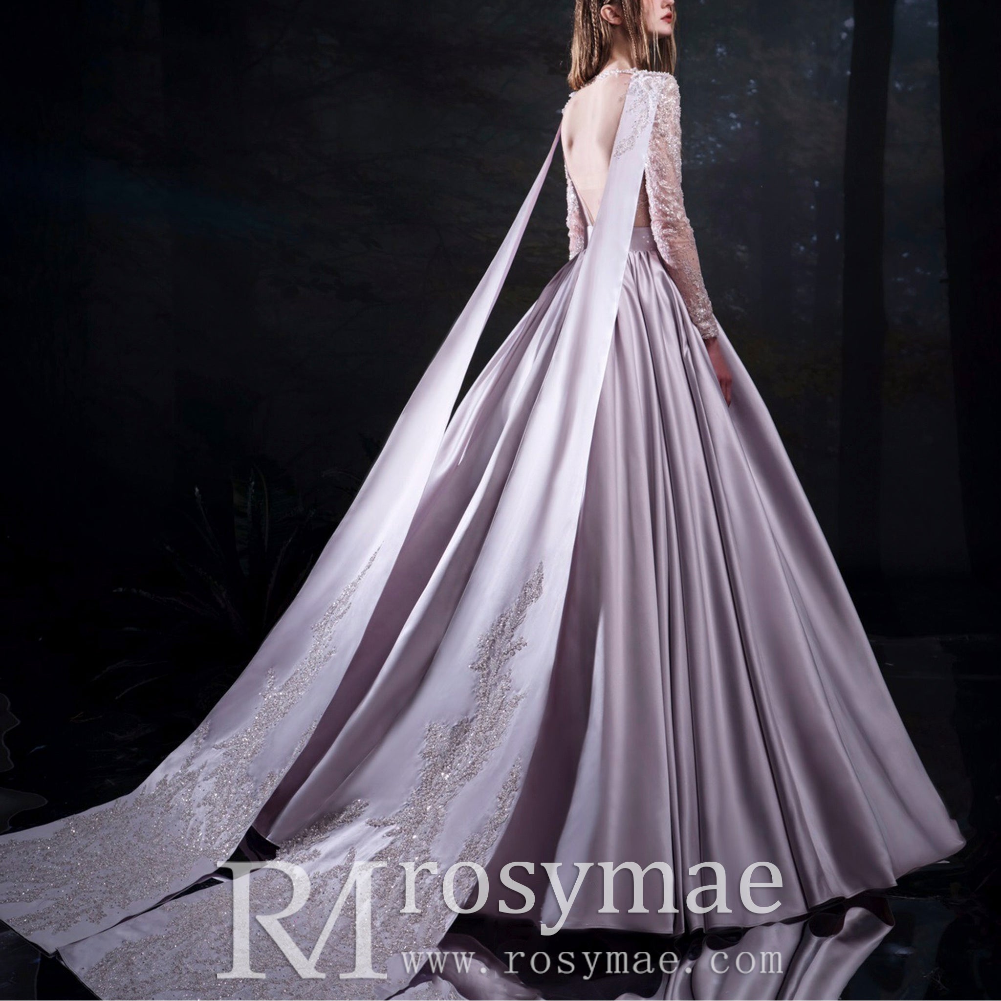 Sheer Purple Long Sleeve Sparkly Evening Dress Formal Party Gown Lavender / 24W Sheer Purple Long Sleeve Sparkly Evening Dress Formal Party Gown Lavender / 24W