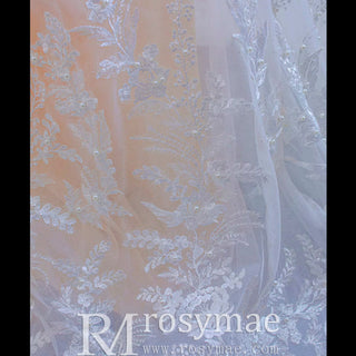 Long Sleeve Mermaid Lace Wedding Dress with Champagne Underlay - Rosymae