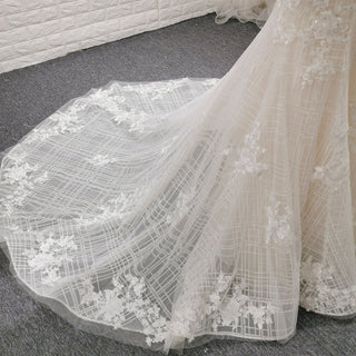 Long Sleeve Mermaid Style Lace Wedding Dress with Keyhole Back - Rosymae