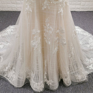 Long Sleeve Mermaid Style Lace Wedding Dress with Keyhole Back - Rosymae