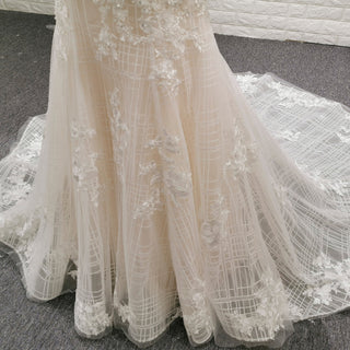 Long Sleeve Mermaid Style Lace Wedding Dress with Keyhole Back - Rosymae