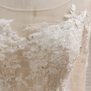 Long Sleeve Mermaid Style Lace Wedding Dress with Keyhole Back - Rosymae