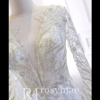 Long Sleeve Mermaid Wedding Dress with Detachable Skirt - Rosymae