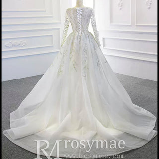 Long Sleeve Mermaid Wedding Dress with Detachable Skirt - Rosymae