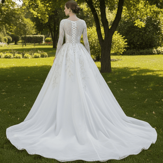 Long Sleeve Mermaid Wedding Dress with Detachable Skirt - Rosymae