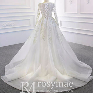 Long Sleeve Mermaid Wedding Dress with Detachable Skirt - Rosymae