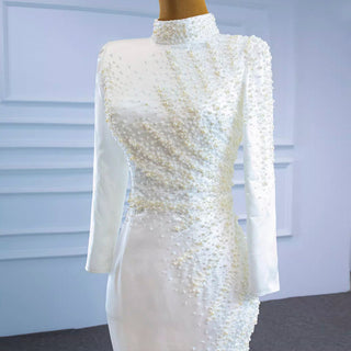 Long Sleeve O-Neck Mermaid Wedding Dress with Detachable Skirt - Rosymae