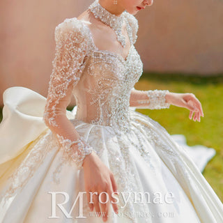 Luxurious Princess Ball Gown Wedding Dress with Long Train