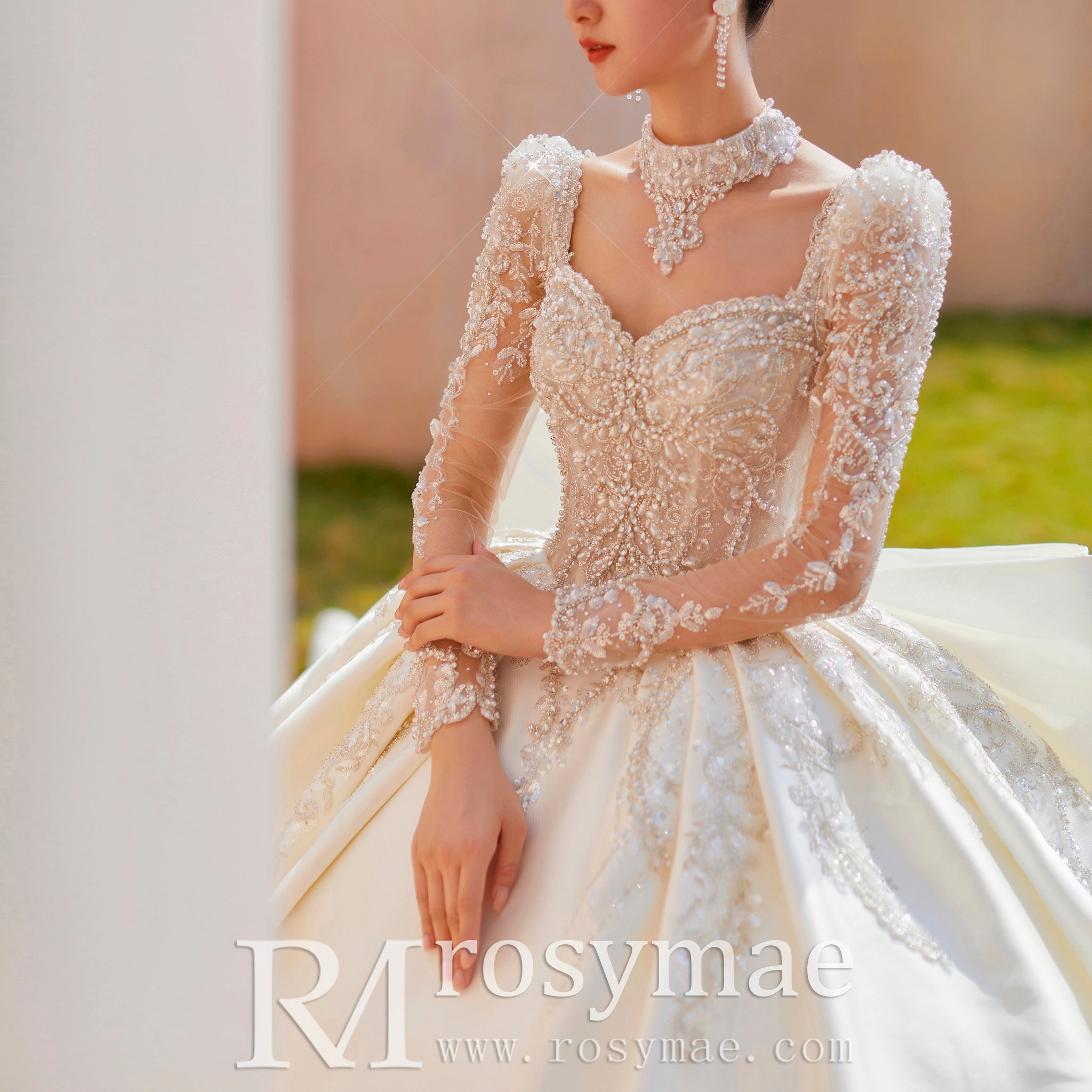 Luxurious Princess Ball Gown Wedding Dress with Long Train Rosymae Luxurious Princess Ball Gown Wedding Dress with Long Train Rosymae